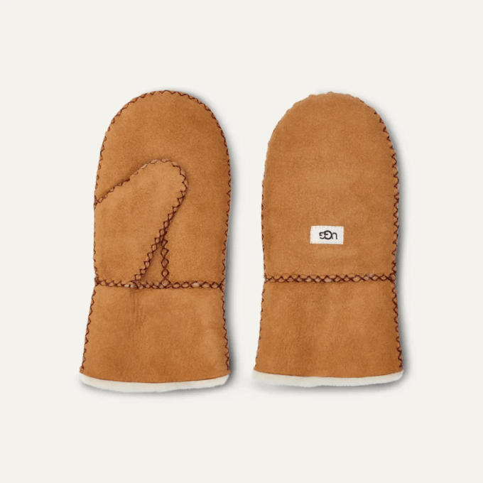 Sheepskin Mitten with Stitch